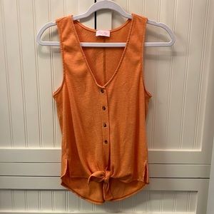 Pink Lily orange button up tank